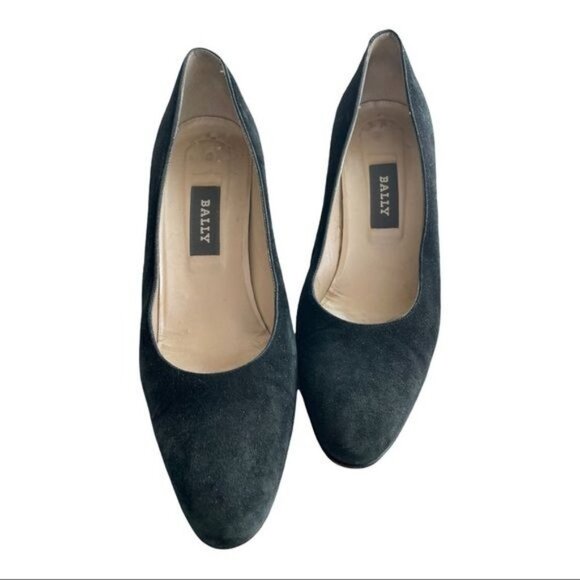 BALLY Black Suede Round Toe Pump Size 7 - Picture 5 of 12